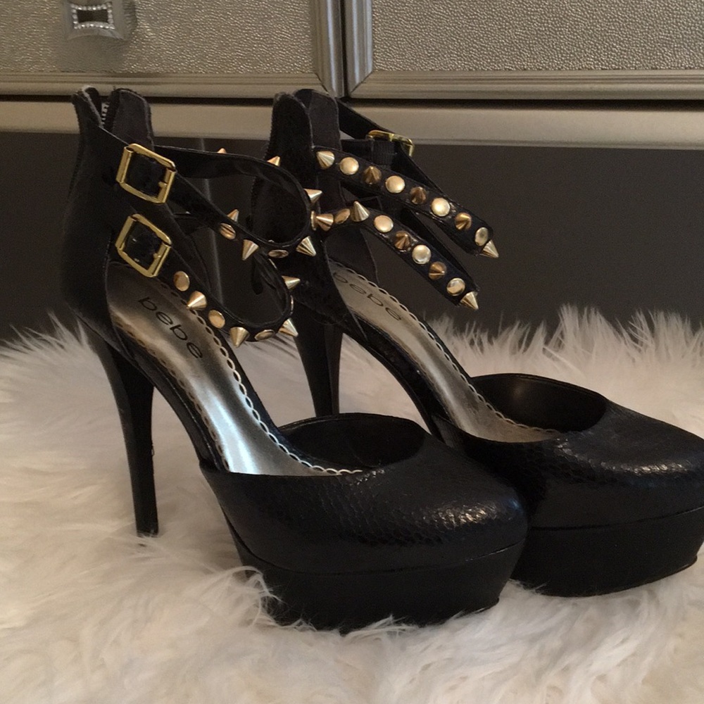 Bebe studded/spiked black heels